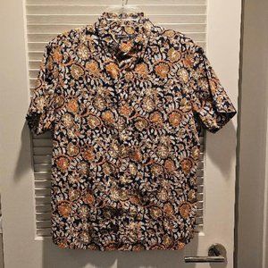 SLATE & STONE Casual Short Sleeve Shirt - Size XXL - Blue, Orange, Gold floral